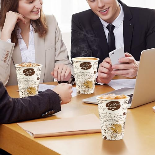 SIUQ Coffee Cups 12 oz 240 Pack, Leak-Proof Disposable Paper Cups with Retro Design, for Hot/Cold Beverages, Ideal for Party, Business, Travel, Picnic, Offices and Cafes - color: 240pack-12oz-brown