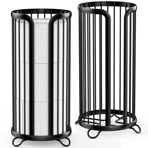 Toilet Paper Holder Stand, Freestanding Toilet Paper Storage,2 Pack,Black | Waterproof Raised Feet,Rustproof,Fit 3 Mega Rolls,No Drilling No Assemble,Minimalistic Storage,Space-saving Renter Friendly - color: Black, size: 2 Pack