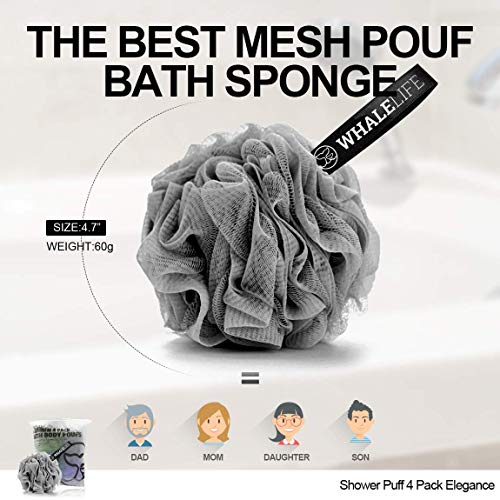 Loofah Sponge Bath Sponge for Women Men 4 Pack (Gray Blue Green Purple) - style: Gray Blue Green Purple