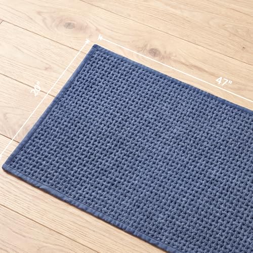 Bathroom Rugs Non Slip Washable, Super Absorbent Thin Bath Mat for Small Quick Dry Low Pile Bathroom Rug, (Navy Blue, 47″x20″) - color: Navy Blue, size: 1'8" x 3'11" (47″x20″)