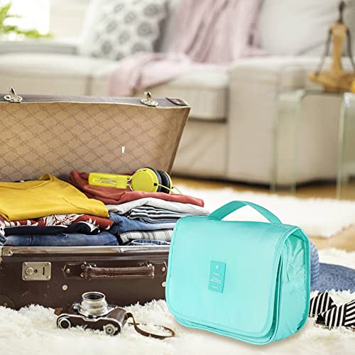 Pengxiaomei Hanging Toiletry Bag, Mint Green Waterproof Cosmetic Bag Portable Makeup Pouch Travel Wash Bag with Handle for Woman Teen Girl Wedding Bridal Gift Party - color: Turquoise