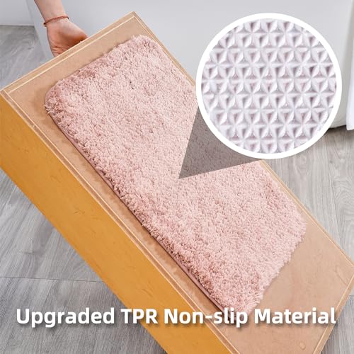 3 Pieces Luxury Bathroom Rug Set with U-Shaped Toilet Rug, Non-Slip Rubber Bottom, Thick Microfiber Fluffy Plush, Water Absorption, Quick Dry, Ultra Soft, Bath Mats for Bathroom, Tub(Coral) - color: Coral