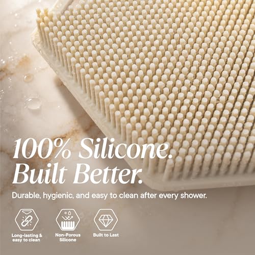 TOOLETRIES Silicone Body Scrubber 2.0, Loofah Alternative - Sand | Gentle exfoliating shower scrubber that's quick drying, hygienic and longer lasting than traditional loofahs. - color: Sand