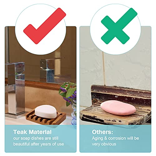 HTB Soap Dish with Slanted Waterfall Design,Teak Wood Bar Soap Holder | Soap Saver Keep Soap Bar Dry,Extend Soap Life,Non-slip Soap Tray for Shower,Bathroom,Sink,Kitchen,Countertop,Self Draining - color: 1pcs