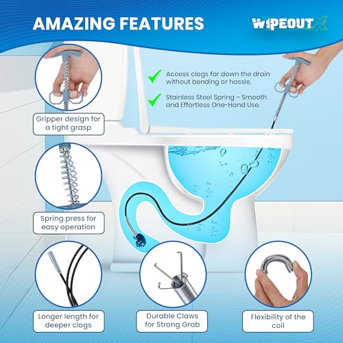 Drain Snake, 79 Inch Drain Clog Remover Tool with pair of Reusable Gloves – Flexible Grabber Claw Hair Drain Cleaner for Sink, Shower, Tub, Toilet, Bathroom & Kitchen Pipes - style: Pack of 1 - 79"