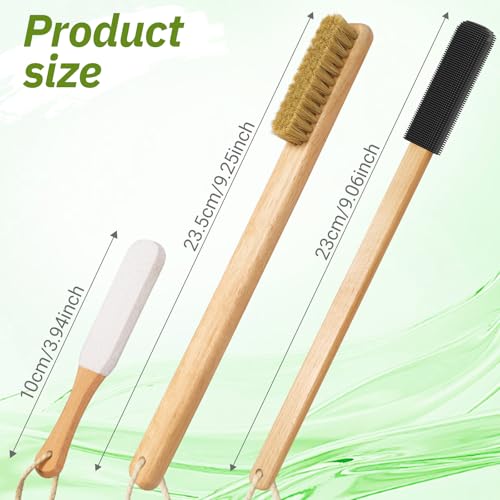 Long Handle Toe Gap Cleaning Brush+Body Shower Brush+Foot Grinder, Black | Silicone Foot Scrubber for Shower, Feet Cleaner Scrub Foot Care for Seniors,Elderly, Men and Women