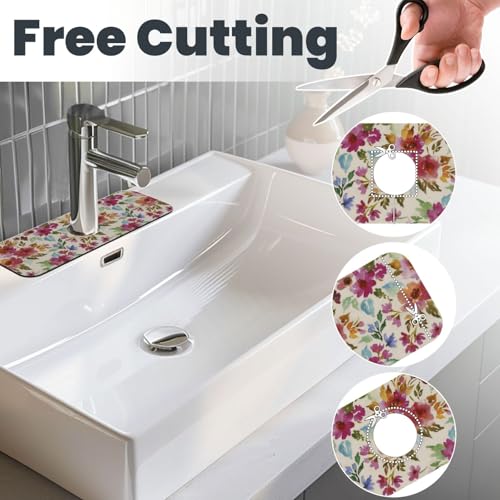 Floral Colorful 15" X 5.5" Kitchen Sink Splash Guard Faucet Faucet Guard Draining Mat Sink Splash Guard Faucet Kitchen Bathroom - color: Floral Colorful
