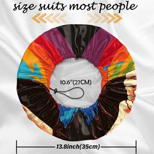 2 PCS Shower Cap Reusable Waterproof Double Layers Hair Caps Shower Bath Adjustable Elastic Hat for Women Girls Cute Aesthetic-Skeleton Mandela - color: AI8-Skeleton Mandela