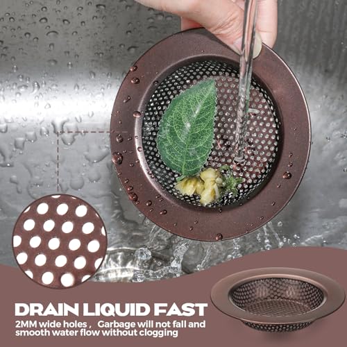 Retisee 2 Pcs Sink Strainer Stainless Steel Kitchen Sink Drain Strainer Basket Cover Mesh Hair Food Catcher, Large Wide Rim of 4.4 Diameter(Oil Rubbed Bronze) - color: Oil Rubbed Bronze