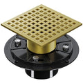 4 Inch Shower Floor Drain with Flange - Square Shower Drain with Hair Strainer - Removable Strainer Cover - SUS304 Stainless Steel - Brushed Gold - color: Brushed Gold