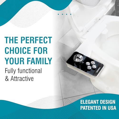 Throne Bidet Attachment - USA Patented - Non-Electric Self Cleaning Water Sprayer Toilet Bidet Seat Attachment, Double Nozzle (Frontal & Rear Wash), Easy Install (Black) - color: Black/Chrome