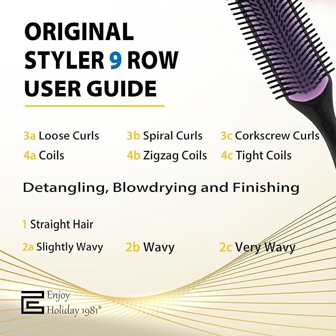 Curly Hair Brush for Women Men Curl Defining Hairbrush Small Mini Detangler Edge Combs Barber Styling Tools Travel Accessories Cruise Ship Essential 2029 Beach Vacation Must Have Gift - color: Purple 9 Row