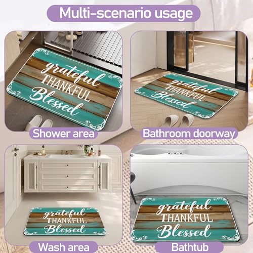 Blessed Bathroom Rugs, Fast-Absorbing Bath Mat, Quick-Dry Non-Slip Thin Rug for Bathroom Floor Kitchen 17"x30" - color: Blessed