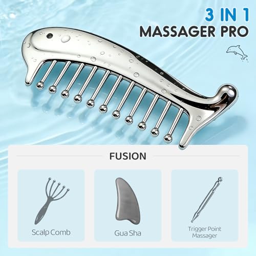 Gua Sha Tool For Face, Metal Gua Sha Comb For Scalp Massage & Scalp Gua Sha | Fixed Massage Points For Deep Scalp Massage & Head Gua Sha. Portable Massage Comb For Women, Relax Anytime At Home & Office - color: Stainless Steel Gua Sha
