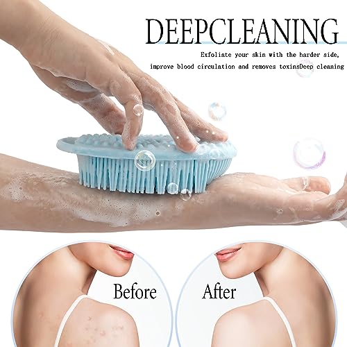 PQRUU 3 Pack Silicone Body Scrubbers for Use in Shower, Exfoliating Body Scrubber Fit for All Kinds of Skin, Soft Silicone Loofah for Women Men,Bath Scrubbers Rapid Foaming,Black,Blue,Gray - color: Black,blue,gray