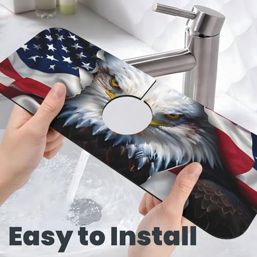 American Eagle Flag Kitchen sink faucet pad, strong water absorption, anti slip, easy to clean, very suitable for splash and drip prevention, suitable for kitchens and bathrooms - color: American Eagle Flag