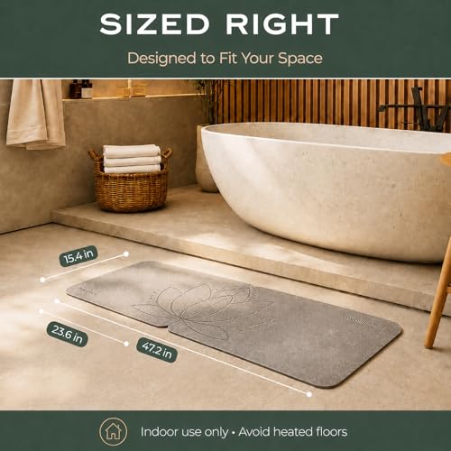 Stone Bath Mat Set for Bathroom – 2 Pack Diatomaceous Earth Bath Mat, Quick Dry Non Slip Bathroom Stone Mat, 23.6”×15.4” West + East | JapandiSpirit Lotus Fusion - color: Lotus Fusion Pack