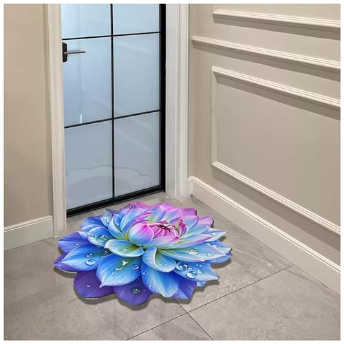 Floral Diatomaceous Earth Floor Mat 3D Flowers Pattern Bath Mat Non-Slip Bath Rug Safe Absorbent Quick Drying Bathmat Suitable for Bathroom Kitchen Entrance (Style 2, 23.62"/60cm) - color: Style 2, size: 1'11" x 1'11" (Flower)