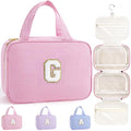 TOPEAST Hanging Travel Toiletry Bag - Personalized Travel Essentials for Women - Letter G - color: Pink, style: G