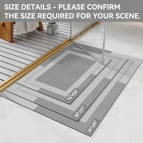 YDKGL Non Slip Bath Mat, Rubber Backing Ultra Thin Bathroom Rugs Fit Under Door Quick Dry Super Absorbent Washable Bath Rug Shower Mat for Bathroom Floor Bathtub Shower Sink, Easy Care Gray 16"x 24" - color: A- Light Gray, size: 16" x 24“