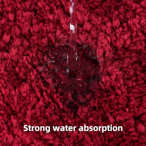 3 Pieces Luxury Bathroom Rug Set with U-Shaped Toilet Rug, Non-Slip Rubber Bottom, Thick Microfiber Fluffy Plush, Water Absorption, Quick Dry, Ultra Soft, Bath Mats for Bathroom, Tub(Dark Red) - color: Dark Red