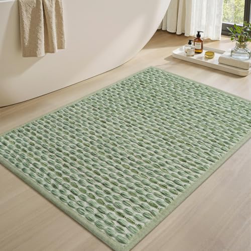 AMOAMI Unique Woven Bath Mat, Super Absorbent Non Slip Bath Mat, 18" x 30", Sage - color: Sage, size: 18" x 30"
