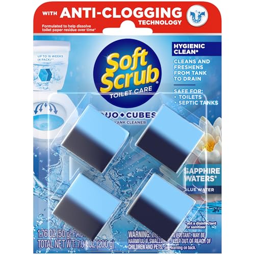 Soft Scrub In-Tank Toilet Cleaner Duo-Cubes, Sapphire Waters, 4 Count - size: 4 Count (Pack of 1)
