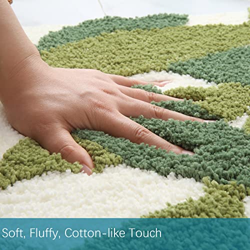Long Bathroom Runner Rugs- Green Leaves Bathmats Strong Water Aabsorbent Bath Rug with Non Slip Back Large Cute Bathroom Mat for Bathtub Shower Wash Basin 17.5x47 IN/45x120 CM - color: Leaves C, size: 1'6" x 3'11" (Rectangular)