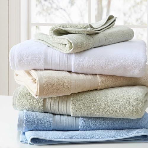 Martha Stewart - Bath Towels, Soft & Absorbent 100% Cotton Towels, Plush 700 GSM, 6-Piece Bathroom Towel Set with Textured Dobby Weave (Skyland Manor White) - color: Skyland Manor White