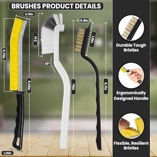8 Pcs Crevice Cleaning Brush Set – Hard Bristle Cleaning Tools for Grout, Gaps & Narrow Spaces – Multi-Purpose Grout Brush, for Cleaning Bathroom, Shower, Window Tracks, Kitchen - color: Pack of 8 - Assorted Colors - Set B