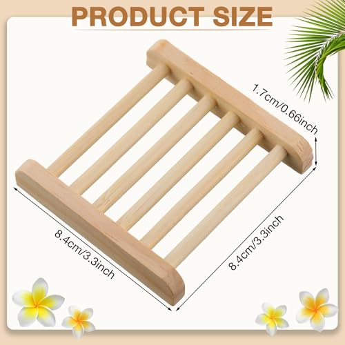 Amyhill 25 Pcs Bamboo Wood Soap Dish Bulk Bathroom Wooden Soap Holder Savers Self Draining Dishes Handcraft Tray, 3.3 x 3.3 x 0.67 Inch (Wood Color) - color: Wood Color
