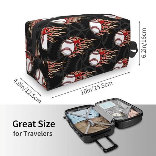 Kids Travel Toiletry Bag for Boys Girls - Waterproof Makeup Pouch Hanging Cosmetic Wash Bags Dopp Kit Shaving Bag for Toiletries Accessories(Fire Baseball) - color: Fire Baseball