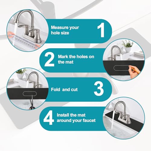 Customizable Kitchen Sink Faucet Mat: 24"Lx4"W Absorbent Splash Guard | Non-slip Fabric Rubber Mat, Cut to Fit Oval Rectangle Square Faucet & 2,3,4 Holes Irregular Sink with Soap Dispenser Air Gap - size: 24''Lx4''W