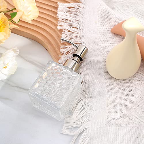 YunNasi Soap Dispenser with Stainless Steel Pump, Clear Crystal Design, Vintage and Elegant, Refillable Liquid Hand Soap Dish Soap Dispensers for Bathroom Counter, Kitchen Sink (Style 3) - color: Style 3