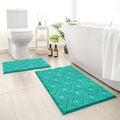 HOMEIDEAS Teal Bathroom Rug Set 2 Piece, Soft Microfiber Tufted Bath Mats, Super Absorbent Non Slip, Machine Washable Bathroom Rugs for Tub, Shower and Floor, 20" x 32" Plus 16" x 24" - color: Teal