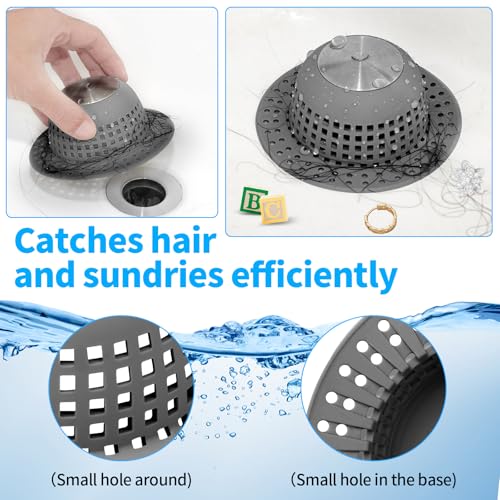 Aluvor Shower Drain Hair Catcher Bathtub Drain Cover Bathroom Sink & Bathtub Drain Protector for Pop-Up & Regular Drains | Bathroom Sink & Bathtub Drain Strainer for Pop-Up & Regular Drains - color: Drak Grey