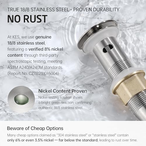 KES All Metal Bathroom Sink Drain with Strainer Basket Hair Catcher Anti Clog Pop Up Drain Stopper for Vanity Vessel Sink with Overflow, Rustproof 18/8 Stainless Steel Brushed Nickel S2013A-BN - color: Brushed Nickel, style: for sink WITH overflow,1-pack