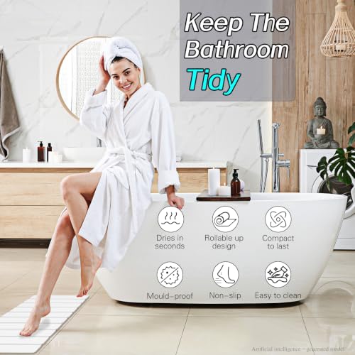 1 Pack Foldable Stone Bath Mats for Bathroom, White Super Absorbent Diatomaceous Earth Bath Mat, Non Slip Shower Rug, Quick Dry Bath Rug Drying Mat, Tub Mat Shower Mat - color: White, size: 1×Rug 15×24"+1×Non-slip Mat