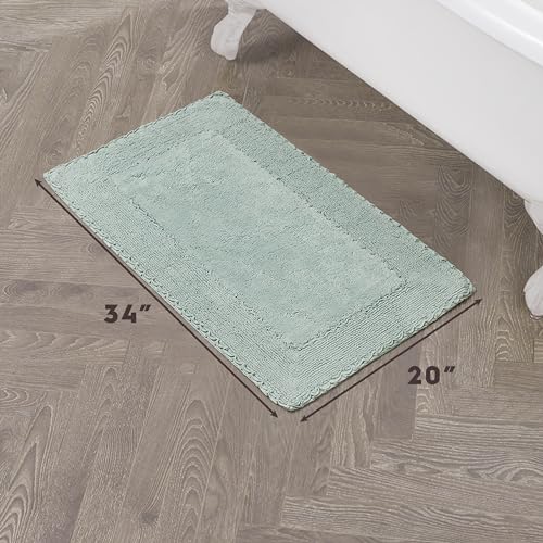 Laura Ashley Ruffle Border 100% Cotton Bath Rug, Aqua, 20"x 34" - color: Aqua, size: 1'8" x 2'10" (Rectangular)