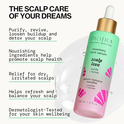 Pacifica Serum and Scalp Scrub Set – Rosemary Mint Scalp Love with Witch Hazel for Detox and Dry Itchy Scalp Relief, Vegan & Cruelty-Free, 2 oz & 4 oz (Set of 2) - style: Serum & Detox