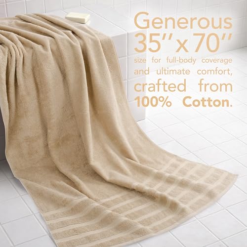 American Soft Linen 100% Cotton Luxury Turkish Towels, 35x70 XL Bath Sheet | Soft Absorbent Quick Dry OEKO Tex Standard 100 Certificated Durable Machine Washable Breathable Premium Hotel Quality - color: Beige, size: 35"x70"