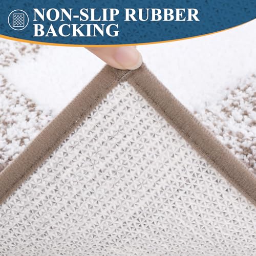 Bsmathom Bathroom Rugs Sets 3 Piece, Non-Slip Absorbent Bath Mats, Extra Soft Plush Shaggy Bath Rugs with U-Shaped Contour Toilet Mat Machine Washable, Coffee - color: Coffee, size: 18"x26"+18"x48"+U Shape 20"x24"