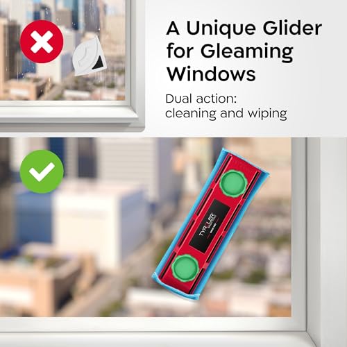Tyroler Magnetic Window Cleaner Tool 0.1"-1.6" Thick | The Glider D4 | | Window Cleaning Tool Fits Windows 0.1"-1.6" | All-in-One Window Cleaning Kit & Washing Kit | Magnetic Glass Cleaner Tool