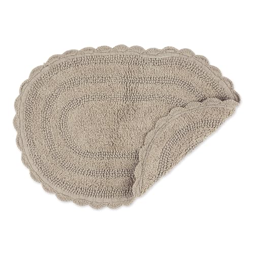 DII Crochet Collection Reversible Bath Mat, Small Oval, 17x24, Stone - color: Stone, size: 1'5" x 2' (Oval)