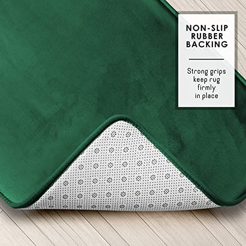 Clara Clark Bathroom Rugs, Velvet Memory Foam Bath Mat, Non-Slip, Machine Washable Bath Rugs - Dries Quickly, Ultra Soft Plush Bath Mats for Bathroom, 20 x 32, Hunter Green - color: Hunter Green, style: 20 x 32