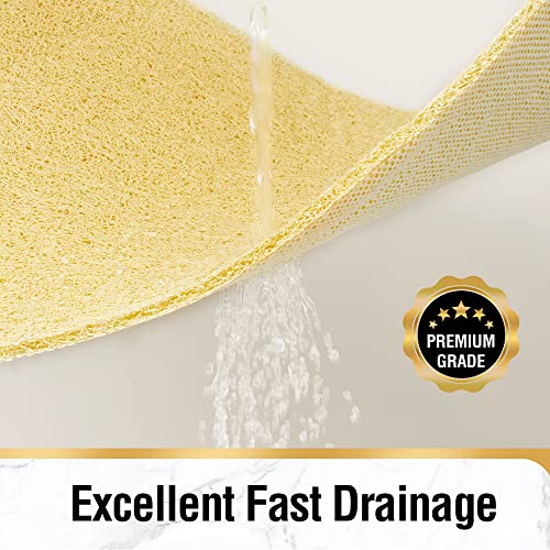 HITSLAM Non Slip Bathtub Mat 24 x 24 Inch, Extra Long Bath Mat for Tub, Soft PVC Loofah Shower Floor Mat with Drain, Quick Drying Bathroom Tub Mat for Wet Area, Without Suction Cup, Beige - color: Beige, size: 24" x 24" (Square)
