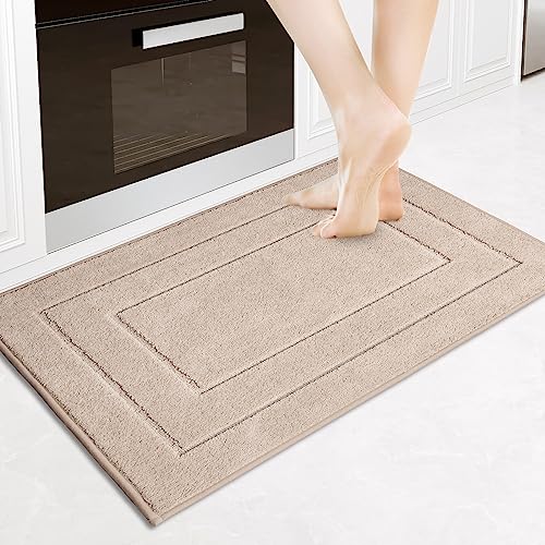 PURRUGS Machine Washable Kitchen Rug 24" x 35.5", Non-Slip/Skid Kitchen Runner Rugs & Floor Mats, Super Absorbent Soft Standing Mats for Kitchen, Sink & Laundry, Beige - color: Beige, size: 24" X 35.5"