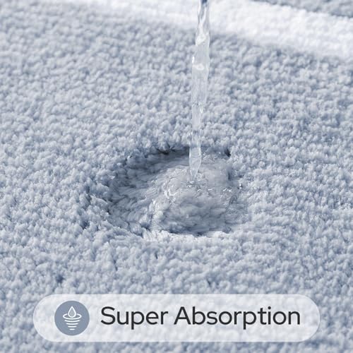 HOMEIDEAS Bathroom Rugs Sets 2 Piece, Super Soft and Absorbent Microfiber Tufted Bath Mats, Non-Slip and Machine Washable Bath Rugs(Grey Blue) - color: Blue