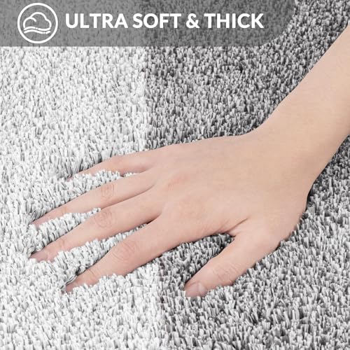 Exclusivo Mezcla Toilet Rugs U-Shaped 20x24, Gradient Grey | Extra Soft Non Slip Absorbent Microfiber Bath Rug, Machine Washable Quick Dry, Plush Shaggy Contour Bath Mat for Toilet Base