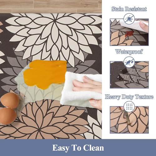 HEBE Anti Fatigue Kitchen Rugs Sets of 2, Non Slip Kitchen Mats for Floor, Waterproof Cushioned Comfort Standing Carpet for Kitchen Sink, Home Office, Laundry Room - color: Dark Brown, size: 17.3"x48"+17.3"x28"-0.4"Th